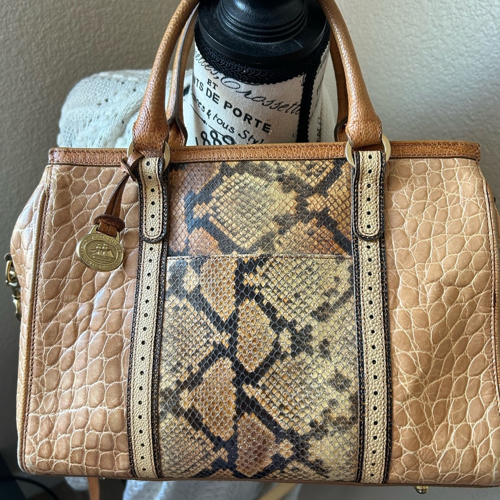 Brahmin Tan and Brown Satchel